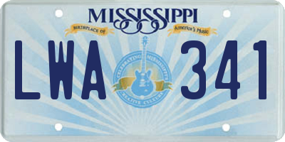 MS license plate LWA341