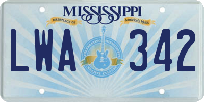 MS license plate LWA342