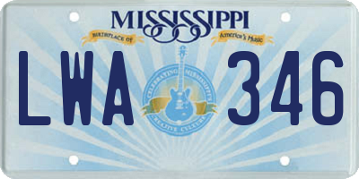 MS license plate LWA346