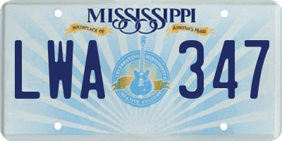 MS license plate LWA347