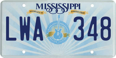 MS license plate LWA348