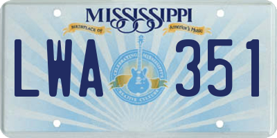 MS license plate LWA351