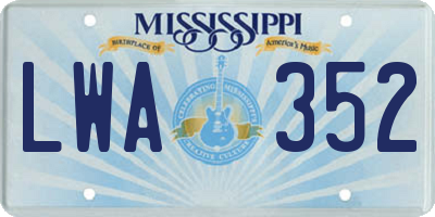 MS license plate LWA352