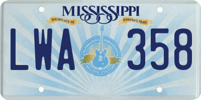 MS license plate LWA358