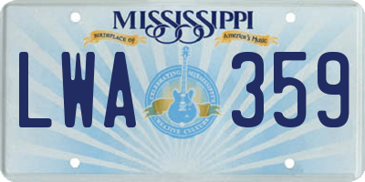 MS license plate LWA359