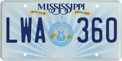 MS license plate LWA360