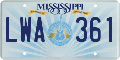 MS license plate LWA361
