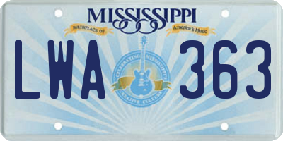 MS license plate LWA363