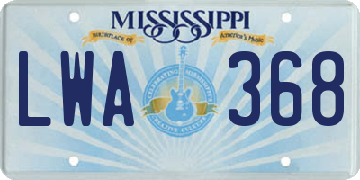 MS license plate LWA368