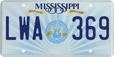 MS license plate LWA369