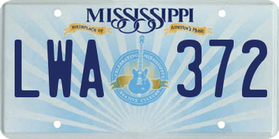 MS license plate LWA372