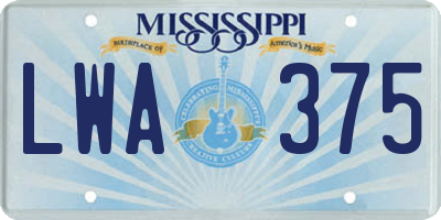 MS license plate LWA375