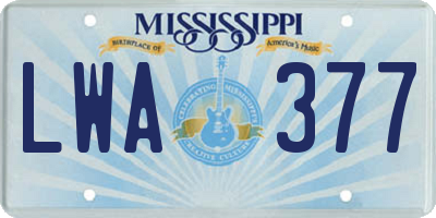 MS license plate LWA377