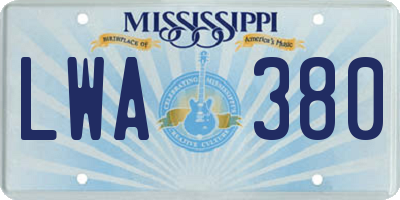 MS license plate LWA380