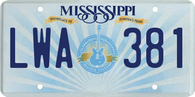 MS license plate LWA381