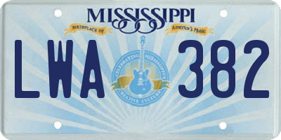 MS license plate LWA382