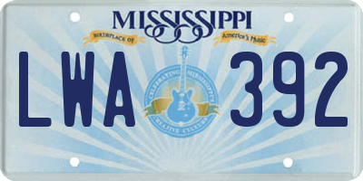 MS license plate LWA392
