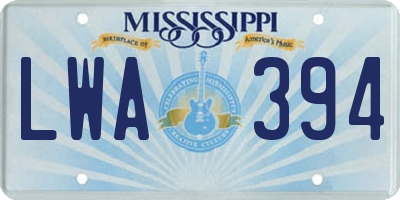 MS license plate LWA394