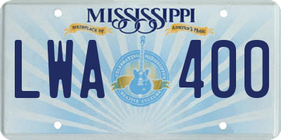 MS license plate LWA400