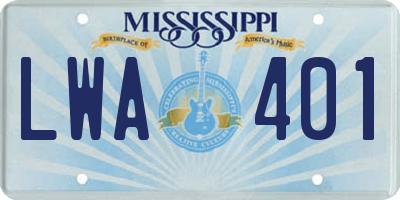 MS license plate LWA401