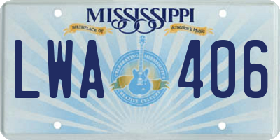 MS license plate LWA406