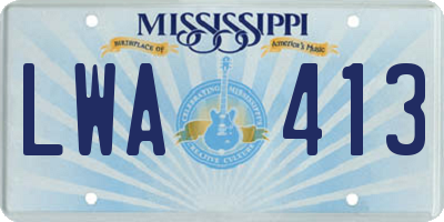 MS license plate LWA413