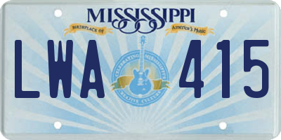 MS license plate LWA415