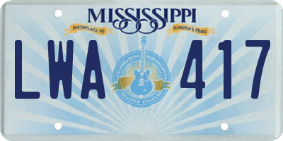 MS license plate LWA417