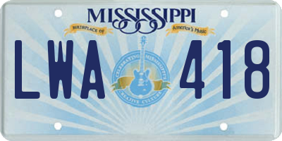 MS license plate LWA418