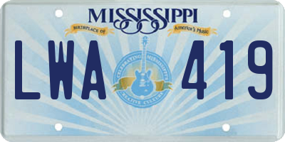 MS license plate LWA419