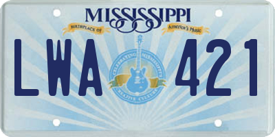 MS license plate LWA421