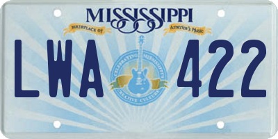 MS license plate LWA422