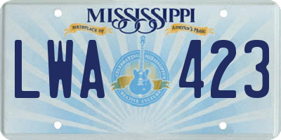 MS license plate LWA423
