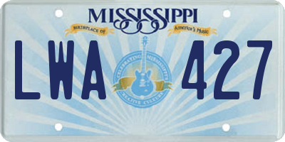 MS license plate LWA427