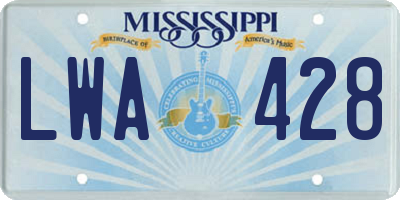 MS license plate LWA428