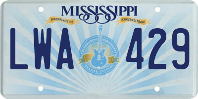 MS license plate LWA429