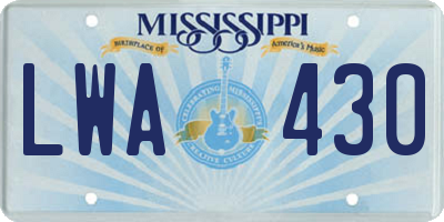 MS license plate LWA430