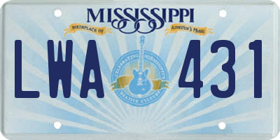 MS license plate LWA431
