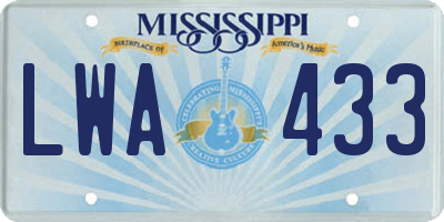 MS license plate LWA433