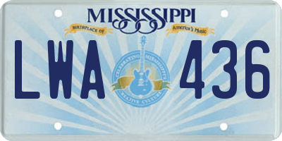 MS license plate LWA436