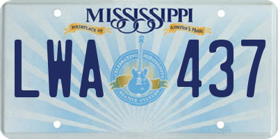 MS license plate LWA437