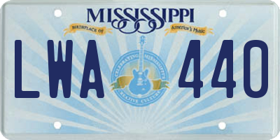 MS license plate LWA440