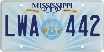 MS license plate LWA442
