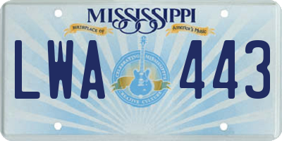 MS license plate LWA443