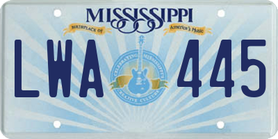 MS license plate LWA445