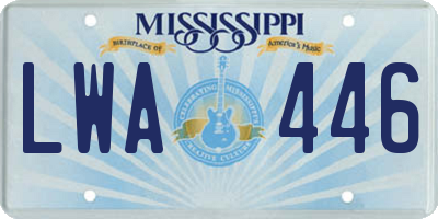 MS license plate LWA446