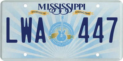 MS license plate LWA447