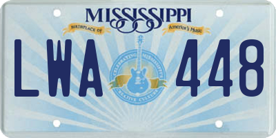 MS license plate LWA448