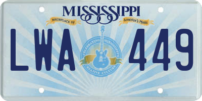 MS license plate LWA449