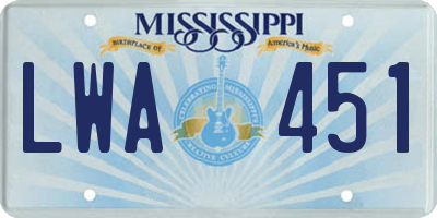 MS license plate LWA451